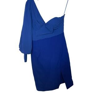 Elle Zeitoune Charles One Shoulder mini dress in royal blue sz M